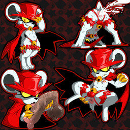 anthro anus balls balls_in_panties balls_in_underwear bell big_balls big_penis bodily_fluids butt cape chastity_cage chastity_device claws clothing cum cum_from_ass cum_in_ass cum_inside digitigrade duo fur garter_straps genital_fluids genitals gold_(metal) gold_chastity_device gold_tooth grey_body grey_fur hat headgear headwear licking lingerie male male/male nipple_piercing nipples oral paws penile penis penis_lick piercing prolapse red_clothing sex spread_butt spreading sweat tongue tongue_out yellow_eyes knil_(artist) daroach mammal mouse murid murine rodent absurd_res hi_res