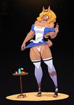 after_transformation anthro big_breasts breasts choker clothing dress female furniture jewelry legwear necklace panties solo stockings table torn_clothing torn_dress torn_legwear torn_stockings underwear conditional_dnp jollyjack alice_in_wonderland mythology alice_liddell canid canine mammal mythological_canine mythological_creature werecanid werecanine werecreature werewolf