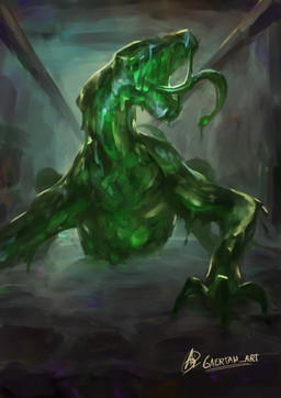 ambiguous_gender claws dripping dripping_tongue dungeon finger_claws quadruped roaring slime solo solo_focus toe_claws tunnel underground walking_towards_viewer gaertan dungeons_and_dragons hasbro wizards_of_the_coast goo_creature digital_drawing_(artwork) digital_media_(artwork) digital_painting_(artwork) hi_res painting_(artwork) shaded