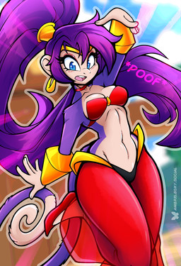 alternate_species anthro biped blush breasts clothed clothed_anthro clothed_female clothing female fingers front_view fur hair navel solo standing tail teeth tongue ambris shantae_(series) wayforward shantae shantae_(monkey_form) haplorhine mammal monkey primate 2026 absurd_res digital_drawing_(artwork) digital_media_(artwork) hi_res