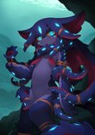 :< anklet anthro arm_markings armlet biped blue_body blue_eyes blue_markings blue_pseudo_hair blue_skin blue_tail blue_tentacles breasts cheek_markings clock countershade_arms countershade_face countershade_hands countershade_legs countershade_tail countershade_torso countershading detailed_background eyelashes facial_markings female female_anthro front_view glowing glowing_eyes glowing_markings head_markings holding_object holding_pocketwatch horizontal_pupils jewelry kemono legband long_pseudo_hair looking_at_viewer markings multicolored_body multicolored_skin naturally_censored nubbed_tentacles nude occult_symbol outside pocketwatch pose pseudo_hair pupils purple_body purple_countershading purple_pseudo_hair purple_skin purple_tail rock sigil sitting small_breasts solo spiked_tail spikes spikes_(anatomy) symbol tail tentacle_hair tentacle_markings tentacle_ring tentacles thighband three-quarter_view underwater watch water yellow_sclera kamukamu6392 ars_goetia lesser_key_of_solomon cephalopod marine mollusk 2025 colored digital_media_(artwork) hi_res portrait shaded three-quarter_portrait