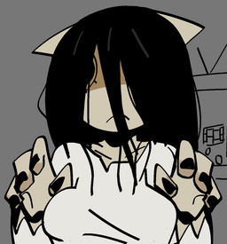 anthro black_fingernails black_hair black_nails breasts clothing colored_nails dress electronics eyelashes female fingernails fingers front_view hair hair_over_eye looking_at_viewer mouth_closed nails solo television well white_body white_clothing white_dress xarop77 sadako_yamamura domestic_cat felid feline felis mammal 2025 bust_portrait digital_drawing_(artwork) digital_media_(artwork) hi_res portrait