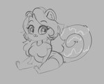 anthro bottomwear clothed clothing eyelashes female glistening glistening_eyes hotpants mouth_closed shirt shorts simple_background sitting solo t-shirt topwear tiggybloom marzipan_(spottedtigress) felid mammal monochrome sketch