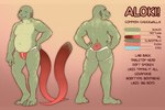 2018 3_toes 5_fingers aloki anthro belly biped black_text blue_eyes blue_sclera brown_tail butt cheek_spikes chuckwalla claws clothed clothing color_swatch common_chuckwalla english_text facial_spikes featureless_chest feet finger_claws fingers front_view glopossum gradient_tail green_body green_claws green_scales green_spikes hand_on_hip hands_on_hips head_tilt iguanid jockstrap lizard looking_back male male_anthro model_sheet navel open_mouth pecs pink_tail pink_text pink_tongue plantigrade pupils rear_view reptile scales scalie slightly_chubby slightly_chubby_anthro slightly_chubby_male slit_pupils snout solo spikes spikes_(anatomy) tail teeth text toe_claws toes tongue topless topless_anthro topless_male two_tone_tail underwear