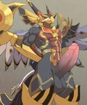 abs anthro balls beak big_balls big_penis clothed clothing erection foreskin genitals humanoid_genitalia humanoid_penis looking_at_genitalia looking_at_penis male muscular muscular_anthro muscular_male pecs penis simple_background solo wings karukim cygames dragalia_lost mythology nintendo horus_(dragalia_lost) dragon mythological_creature mythological_scalie scalie 2020 absurd_res hi_res