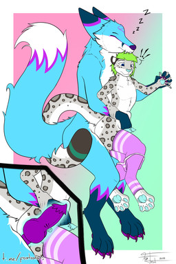 anal anal_penetration animal_genitalia animal_penis anthro blue_body blue_fur canine_genitalia canine_penis clothed clothing clothing_around_legs cuddling duo fur genitals green_hair grey_body grey_fur hair hand_holding holding_belly holding_wrist internal knot knotted_penis knotting legwear male male/male panties panties_around_legs panties_down partially_clothed penetration penile_spines penis sex sleep_sex sleeping spooning stockings surprised tail tied_knot underwear underwear_around_legs underwear_down white_body white_fur foxtrotarts kaji_inariyoki nova_meadows canid canine felid feline fox mammal pantherine snow_leopard true_fox werecanid werecanine werecreature werefox 2:3 hi_res