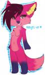 anthro blue_nose breasts chibi female fluffy fluffy_tail fur hair nude piercing pink_body pink_fur pink_hair smile solo tail whiskers nayel-ie canid canine fox mammal hi_res