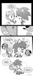 2022 >_< amy_rose anthro biped blush bodily_fluids body_swap boots bracelet clothing comic dialogue digital_media_(artwork) dress duo english_text eulipotyphlan eyes_closed female footwear gloves greyscale hand_holding hands_behind_back handwear happy heart_symbol hedgehog hi_res jewelry kohane01 male male/female mammal monochrome open_mouth open_smile plantigrade sega shoes simple_background smile sonic_the_hedgehog sonic_the_hedgehog_(series) speech_bubble standing sweat text white_background