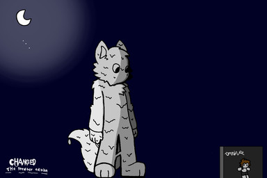 ambiguous_gender anthro behind_wall duo empty_eyes fur fur_chest hiding highlights_(coloring) larger_anthro latex light liquid_latex macro male melted_skin melting_body moon moonlight mouthless simple_background size_difference smaller_human smaller_male solo white_body white_fur white_latex omni-vee changed:_the_greater_edition changed_(video_game) creepypasta behemoth_(changed) lin_(changed) canid goo_creature human mammal monster 3:2 concept_art signature