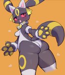 anthro black_body black_fur blush breasts butt clothed clothing female female_anthro fur smile solo rikose nintendo pokemon eeveelution generation_2_pokemon mammal pokemon_(species) umbreon