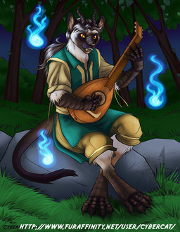 anthro biped clothed clothed_anthro clothed_male clothing fully_clothed fully_clothed_anthro fully_clothed_male holding_musical_instrument holding_object horn looking_at_viewer lute magic male mandolin musical_instrument open_mouth outside playing_mandolin playing_music plucked_string_instrument sitting solo string_instrument tail text cybercat ralloonx mythology kerey_(ketrava) domestic_cat dragon felid feline felis hybrid mammal mythological_creature mythological_scalie scalie siamese_cat 2014 artist_collaboration colored digital_drawing_(artwork) digital_media_(artwork) english_description url