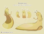 ambiguous_gender black_eyes expressions legless one_eye_closed scientific_name simple_background solo tentacle_eye tentacles wink yellow_body flashquatsch rodrigo_(flashquatsch) banana_slug gastropod mollusk pacific_banana_slug slug expression_sheet model_sheet