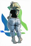 abstract_background anthro big_butt black_nose bottomwear butt clothing curvy_figure denim denim_bottomwear denim_clothing female fur jeans pants plantigrade simple_background solo tan_body tan_fur tight_bottomwear tight_clothing tight_pants white_background wide_hips bigoldoinks mammal 2:3