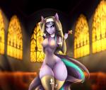 anthro breasts clothing female genitals legwear nun pussy solo stockings translucent translucent_clothing jackalope_(artist) equid equine horse mammal