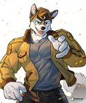 4_fingers anthro clothed clothing fingers hair inner_ear_fluff male open_mouth open_smile smile solo tail tuft anjing_kampuss joseph_(anjing_kampuss) canid canine canis domestic_dog mammal