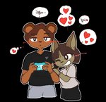 anthro clothed clothing duo electronics female game_console heart_symbol male male/female simple_background speech_bubble text transparent_background pipepo nintendo nintendo_switch cha_hieun kim_soohyun bear canid canine canis domestic_dog mammal aliasing alpha_channel digital_media_(artwork) korean_text translated