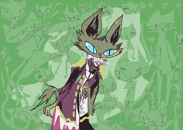 abstract_background ambiguous_gender anthro blue_eyes brown_body brown_fur clothed clothing fur green_background group simple_background solo_focus naircat domestic_cat felid feline felis mammal 2017 digital_media_(artwork) microsoft_paint_(artwork)