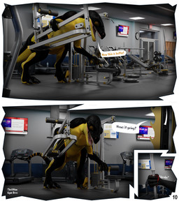 anthro comic_panel dialogue exercise_equipment feral group gym male page_number solo text thatman jinnoaka_(modeler) crimsoft_(thatman) gym_bros_(thatman_23) club_28_(thatman_23) diamond_jack_(thatman_23) inkheart_(thatman_23) spade_(thatman_23) dinosaur interceptor prehistoric_species reptile scalie 3d_(artwork) blender_(artwork) blender_cycles_(artwork) comic digital_media_(artwork) english_text hi_res