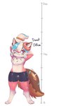 big_tail bottomwear bulge chart clothing dessert doughnut dwarfism femboy food fur hair height_chart kemono male pastry pawpads paws pink_body pink_fur shorts spandex spandex_shorts sparklefur sprinkles sprinkles_in_fur sprinkles_on_face sprinkles_on_tail stretching tail teapot_(body_type) tight_bottomwear tight_clothing tight_shorts white_hair misterdonut donut_(misterdonut) canid canine canis domestic_dog food_creature mammal sprinkledog 4:5 absurd_res hi_res