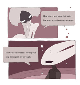 anthro biped black_body black_eyes border dialogue duo empty_eyes female female/female female_anthro female_humanoid hand_on_chin inside mouthless narrowed_eyes nude sitting spa speech_bubble talking_to_another talking_to_partner text white_body white_border white_eyes justdog hollow_knight:_silksong hollow_knight_(franchise) team_cherry hornet_(hollow_knight) lace_(hollow_knight:_silksong) arthropod humanoid 2025 comic digital_drawing_(artwork) digital_media_(artwork) english_text hi_res