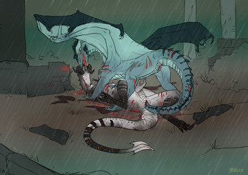 anus bite blood blue_vulva bodily_fluids claw_marks claws dominant dominant_female duo female female/female female_penetrated female_penetrating female_penetrating_female female_rape feral feral_on_feral feral_penetrated feral_penetrating feral_penetrating_feral fight forced forest genitals gore lying membrane_(anatomy) membranous_wings nude on_back outside paws penetration plant raining rape sex spade_tail submissive submissive_female tail tail_fetish tail_in_vagina tail_insertion tail_play tail_sex tree vaginal vaginal_penetration vulva white_vulva wings wounded velannal mythology dragon mythological_creature mythological_scalie scalie 2018
