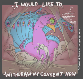 avian_feet beak biped blue_body bodily_fluids bone bones_in_stomach explicitly_stated_nonconsent feathered_crest feathered_wings feathers feral green_eyes head_crest internal male multiple_prey organs pink_body skull stomach stomach_acid tail tail_feathers text vore wings conditional_dnp foxyoreos gyro_feather avian bird galliform peafowl phasianid english_text