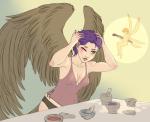 breasts cleavage clothed clothing duo feathers female hair humanoid_pointy_ears pointy_ears purple_hair wings yellow_eyes yuri-murasaki bunny_and_fox_world altavy_(altavy) animal_humanoid avian avian_humanoid bird bird_humanoid fairy falcon falcon_humanoid falconid falconid_humanoid humanoid absurd_res hi_res