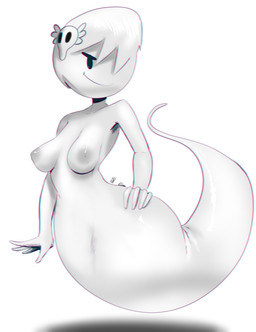 accessory areola breasts female floating hair hair_accessory hand_on_hip legless nipples not_furry nude short_hair simple_background smile smirk solo white_background white_body white_hair white_skin wide_hips thehumancopier cartoon_network the_amazing_world_of_gumball carrie_krueger ghost spirit absurd_res chromatic_aberration hi_res monochrome
