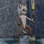 5_fingers 5_toes anthro balls becoming_erect cheek_tuft claws clenched_teeth countershade_face countershade_fur countershade_torso countershading erection facial_tuft feet fighting_pose finger_claws fingers flaccid floor foreskin frown fur genitals hair hand_on_hip holding_object holding_staff humanoid_feet humanoid_genitalia humanoid_penis looking_at_viewer male male_anthro navel nude_anthro nude_male partially_retracted_foreskin penis plantigrade pose reflection reflective_floor rock solo staff standing swinging_penis tail teeth throbbing throbbing_penis tile tile_floor toes tuft whiskers white_hair young young_anthro young_male apis_(artist) felid feline mammal 1:1 3d_(artwork) 3d_animation animated digital_media_(artwork) no_sound short_playtime