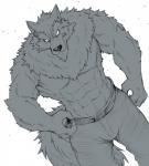 abs anthro biceps clothed clothing male simple_background solo topless white_background nao901 mythology canid canine canis mammal mythological_canine mythological_creature werecanid werecanine werecreature werewolf wolf 2019