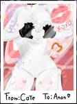 anthro arm_tattoo bed bedroom breasts brown_body brown_fur clothing curtains female flower fur furniture genitals gloves handwear heart_symbol jewelry kiss_mark leg_tattoo necklace photo pillow plant pussy solo tail tattoo text white_body white_fur majika epic_games fortnite cate_meowdy domestic_cat felid feline felis mammal english_text handwritten_text hi_res
