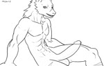 anthro balls becoming_erect bulge clothing clothing_pull erection genitals male penis scar sitting solo underwear underwear_pull undressing shybird elden_ring fromsoftware blaidd_(elden_ring) canid canine canis mammal wolf animated hi_res monochrome no_sound webm