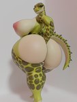 anthro big_breasts big_butt breasts butt female hand_in_ass huge_breasts huge_butt huge_thighs hyper looking_at_viewer nipples nude simple_background smile solo thick_thighs wide_hips raguda reptile scalie 3:4 3d_(artwork) digital_media_(artwork) hi_res
