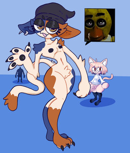 animal_ears animal_tail anthro areola arm_tuft beanie black_areola black_beanie black_claws black_clothing black_eyeshadow black_hat black_headwear black_legwear black_nipples black_thigh_highs blonde_hair blue_background blue_body blue_fur bottomless brown_body brown_fur cheek_tuft chest_tuft claws clothed clothing crotch_tuft dipstick_tail ear_piercing elbow_tuft eyelashes eyeshadow facial_tuft feet female front_view fur genitals group gynomorph hair hat headgear headwear inner_ear_fluff intersex legwear looking_at_viewer makeup male markings navel nipples nude open_mouth open_smile orange_eyes pawpads penis piercing red_eyes short_hair shoulder_tuft simple_background smile snaggle_tooth tail tail_markings tan_body tan_fur tan_skin thick_thighs thigh_highs topwear trio tuft vulva white_clothing white_topwear wide_hips mschaox6 epic_games fortnite melty_blood team_fortress_2 tsukihime type-moon valve heavy_(team_fortress_2) meow_skulls neco-arc animal_humanoid cat_humanoid domestic_cat felid felid_humanoid feline feline_humanoid felis human humanoid mammal mammal_humanoid hi_res