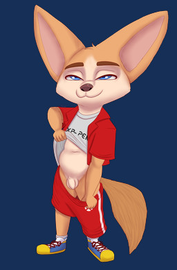 anthro balls blue_eyes flaccid foreskin genitals male navel penis solo tail unretracted_foreskin young young_male damian5320 fenix_(xp-pen) canid canine fennec_fox fox mammal true_fox absurd_res alpha_channel hi_res