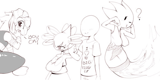 4_fingers ambiguous_gender ambiguous_human anthro armlet armor arms_bent bald big_breasts biped blush blush_lines bodily_fluids bottomwear breasts butt closed_smile clothed clothed_ambiguous clothed_anthro clothed_female clothed_human clothing crotch_tuft empty_eyes exclamation_point eyelashes eyeless eyes_closed facesitting featureless_crotch female female/ambiguous female_anthro female_humanoid fingernails fingers fully_clothed fully_clothed_ambiguous fully_clothed_human fur fur_tuft furgonomic_bottomwear furgonomics gesture glistening glistening_eyes group hand_gesture hand_holding headgear heart_symbol helmet interspecies kissy_face licking looking_at_another looking_back looking_back_at_another medium_breasts mouth_closed nails nipple_outline noseless nude nude_anthro nude_female one_eye_closed open_mouth pokephilia pupils question_mark raised_leg self_lick shirt simple_eyes sitting sitting_on_another slit_pupils smile standing stylized_empty_eyes sweat sweatdrop tail talking_to_another tapering_tail text text_on_clothing text_on_shirt text_on_topwear thumbs_up tongue topwear tuft wink 4chan_anon unknown_artist ever_oasis kirby_(series) mana_(series) nintendo pokemon square_enix trials_of_mana yoshi_topsy-turvy belladonna_(trials_of_mana) kirby miura spirit_of_speed drauk felid feline generation_5_pokemon gothitelle human humanoid mammal pokemon_(species) scalie spirit waddling_head 2020 crossover digital_drawing_(artwork) digital_media_(artwork) english_text hi_res multiple_images