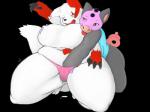 anthro big_breasts breast_fondling breast_play breasts butt clothing duo female female/female fingering fondling fur genitals hand_on_breast huge_breasts navel obese overweight pussy romantic romantic_couple simple_background tongue tongue_out vaginal vaginal_fingering white_body white_fur wide_hips lupycat nintendo pokemon generation_3_pokemon grumpig mammal pokemon_(species) zangoose 4:3 hi_res