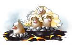 2017 3_heads alolan_diglett alolan_dugtrio alolan_form ambiguous_gender angry artsy-theo blonde_hair brown_body desolate digital_drawing_(artwork) digital_media_(artwork) duo evolutionary_family feral full-length_portrait generation_7_pokemon hair head_tuft lava level_difference long_hair mammal multi_head nintendo on_model outside pokemon pokemon_(species) portrait red_nose regional_form_(pokemon) rock short_hair signature simple_background size_difference toony tuft vertical_bar_eyes white_background