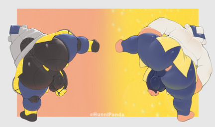anus backsack balls big_butt butt darkened_balls darkened_genitalia darkened_penis darkened_perineum duo genitals glans gradient_background humanoid_genitalia humanoid_penis male overweight overweight_humanoid overweight_male penis raised_leg rear_view simple_background sumo yellow_anus yellow_glans hunnipanda nintendo pokemon future_pokemon generation_3_pokemon generation_9_pokemon hariyama humanoid iron_hands paradox_pokemon pokemon_(species) hi_res