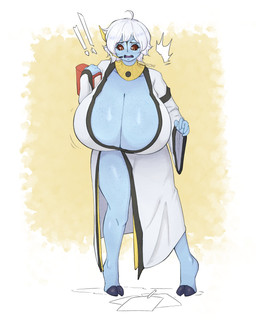 big_breasts blue_body book breasts cleavage clothed clothing female freckled_breasts freckled_chest freckled_legs freckled_thighs freckles hair hooves huge_breasts robe robe_only solo top_heavy white_hair worried worried_look sosoni warhammer_(franchise) warhammer_40000 alien alien_humanoid humanoid t'au_(warhammer) 4:5 absurd_res hi_res