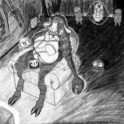 anthro beer_belly belly big_belly big_breasts breasts building claws collar elderly_female electronics female fertility_idol food for_a_head fruit fur furniture holidays hooves horn house idol_(object) jagged_teeth long_ears long_limbs machine monstrous night overweight overweight_anthro overweight_female plant pumpkin pumpkin_head size_difference sofa solo spiked_collar spikes stitch_(sewing) television wool_(fur) woods_1122 halloween league_of_legends mug_root_beer r.e.p.o. riot_games tencent the_mysterious_house the_walten_files kindred_(lol) lamb_(lol) rachel_waterman_(the_walten_files) semibot_(r.e.p.o.) sheep_witch_(twf) bovid caprine mammal monster object_head robot sheep