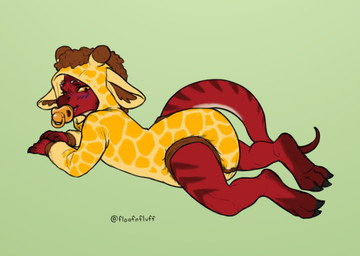 ageplay ambiguous_gender animal_print anthro blush bodily_fluids claws clothed clothing diaper giraffe_print hood hooded_onesie horn infantilism long_tail looking_at_viewer lying object_in_mouth onesie pacifier pacifier_in_mouth red_body red_scales roleplay saliva scales snapsuit solo stripes sucking tail text wearing_diaper wings yellow_eyes floofnfluff mythology kobold scalie absurd_res hi_res signature
