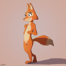 3_toes 4_toes aged_down anthro cheek_tuft clothing collarbone countershade_face countershade_torso countershading dipstick_tail ears_up eyebrows facial_tuft feet female flat_chested fur genitals inner_ear_fluff innie_vulva loli looking_away markings navel nipples nude orange_body orange_fur raised_arm raised_arms red_body red_fur shadow simple_background smile solo standing tail tail_markings toes topwear tuft vulva young young_anthro comatose dreamworks the_bad_guys diane_foxington canid canine canis fox mammal 1:1 2022 absurd_res dated digital_drawing_(artwork) digital_media_(artwork) hi_res signature