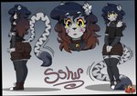 anthro band-aid bandage blue_eyes bottomwear clothed clothing collar crossdressing ear_piercing fangs femboy male piercing shorts solo teeth mr_ache sshu_(kiiunae) felid feline mammal absurd_res hi_res