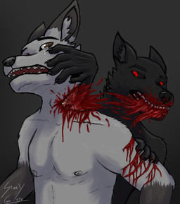 anthro bite biting_another blood blood_drip blood_in_mouth blood_on_face blood_splatter blood_spray bodily_fluids crying dripping duo flesh gore gore_focus male male/male neck_bite nipples scratches scratching tears violence stinkycoyote mythology canid canine canis mammal mythological_canine mythological_creature werecanid werecanine werecreature werewolf wolf absurd_res hi_res