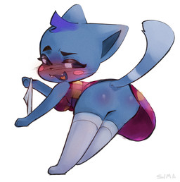 anthro biped blush breasts clothing dress featureless_crotch female hair looking_back null purple_hair rear_view solo tail young young_anthro s1ma animal_crossing nintendo rosie_(animal_crossing) domestic_cat felid feline felis mammal absurd_res hi_res