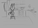 accident accidental_exposure ambiguous_gender anthro appliance bottomless bowl butt chibi clothed clothing container cooking cookware drawers dress fridge frying_pan fur furniture inside kitchen kitchen_appliance kitchen_counter kitchen_utensils markings no_underwear oblivious raised_tail rear_view short sink solo standing standing_on_stool steam stool stove striped_body striped_fur striped_legs striped_markings striped_tail stripes tail tail_markings tools truemew animal_crossing nintendo lolly_(animal_crossing) domestic_cat felid feline felis mammal 2025 digital_media_(artwork) hi_res monochrome female_(lore)