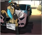 abs anthro balls big_balls big_penis bodily_fluids car car_wash cleaning cum cum_drip dripping genital_fluids genitals huge_balls huge_penis hyper male muscular muscular_anthro muscular_male pecs penis sign solo text vehicle vein veiny_penis nozomyarts ford ford_mustang fynngshep canid canine canis domestic_dog german_shepherd herding_dog mammal pastoral_dog english_text hi_res