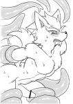 anal anal_penetration anthro bound canid canine canis censored erection genitals kiiko male mammal monochrome nintendo penetration penis solo star_fox tentacles wolf wolf_o'donnell