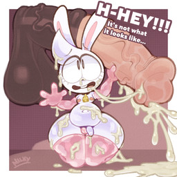 animal_genitalia animal_penis animal_print animal_print_thigh_highs anthro areola armwear balls big_balls big_penis bodily_fluids clothed clothed_anthro clothed_male clothing collar cow_print cow_print_armwear cow_print_elbow_gloves cow_print_thigh_highs cowbell cowbell_collar cum cum_everywhere cum_in_hair cum_inflation cum_inside cum_on_arm cum_on_belly cum_on_body cum_on_face cum_on_ground cum_on_leg cum_string dialogue disembodied_penis duo ejaculation elbow_gloves equine_genitalia equine_penis eyebrows eyelashes genital_fluids genitals glistening glistening_balls glistening_genitalia glistening_thighs gloves hair hand_on_penis handwear huge_balls huge_penis inflation legwear male male/male male_anthro messy mostly_nude mostly_nude_anthro mostly_nude_male navel nipples open_mouth pattern_clothing pattern_legwear pattern_thigh_highs penis penis_size_difference pink_armwear pink_clothing pink_elbow_gloves pink_gloves pink_handwear pink_legwear pink_thigh_highs raised_inner_eyebrows small_penis solo_focus text thick_thighs thigh_highs vein veiny_penis white_body white_hair wide_hipped_anthro wide_hipped_male ciavs ciavs_(chracter) lagomorph leporid mammal rabbit 1:1 2026 english_text hi_res